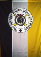 Fahne 70 x 210 cm (schwarz-weiss-gelb) mit Logo BDFWT